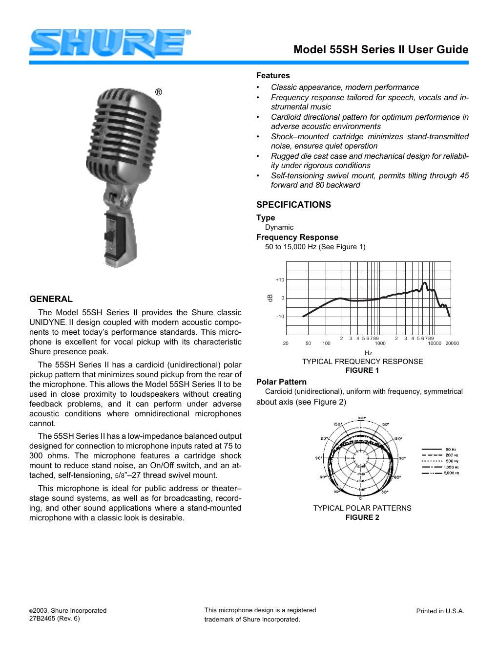 shure 55sh series ii user guide