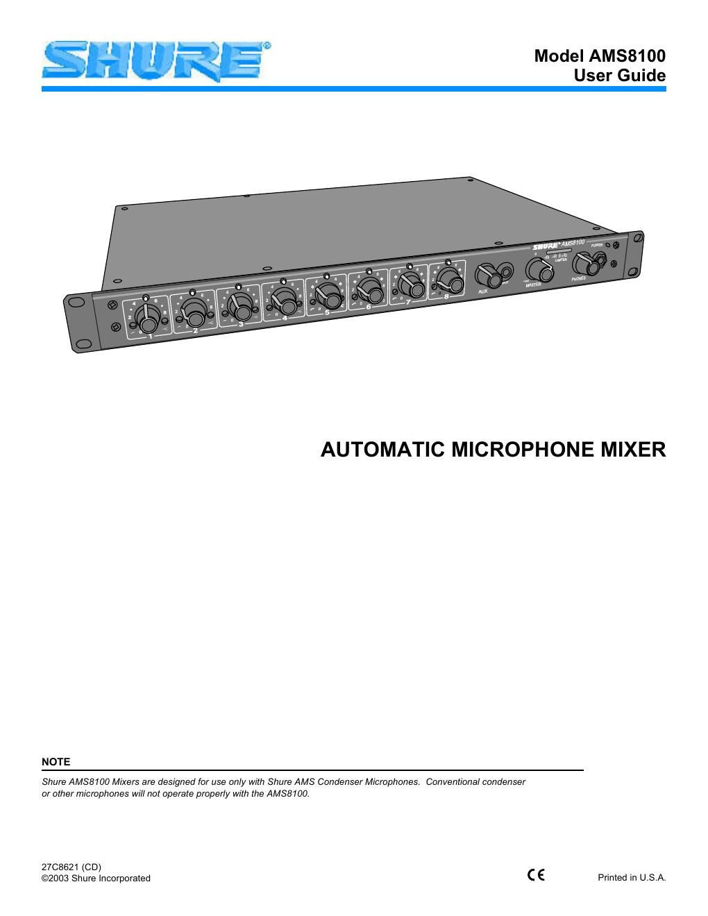 shure ams8100 owners manual