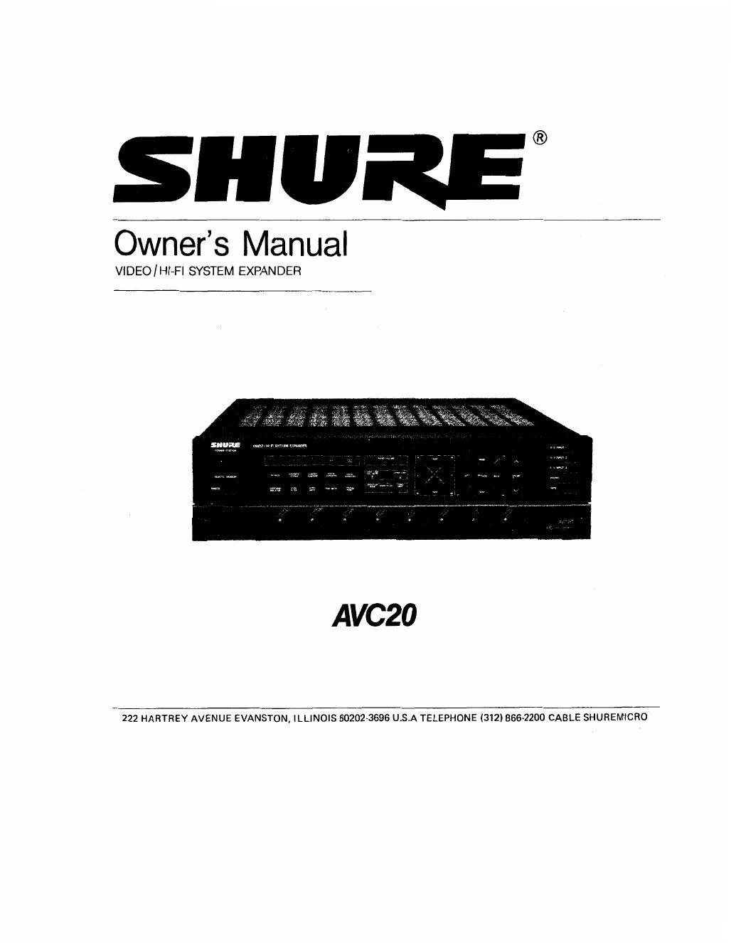 shure avc 20 owners manual