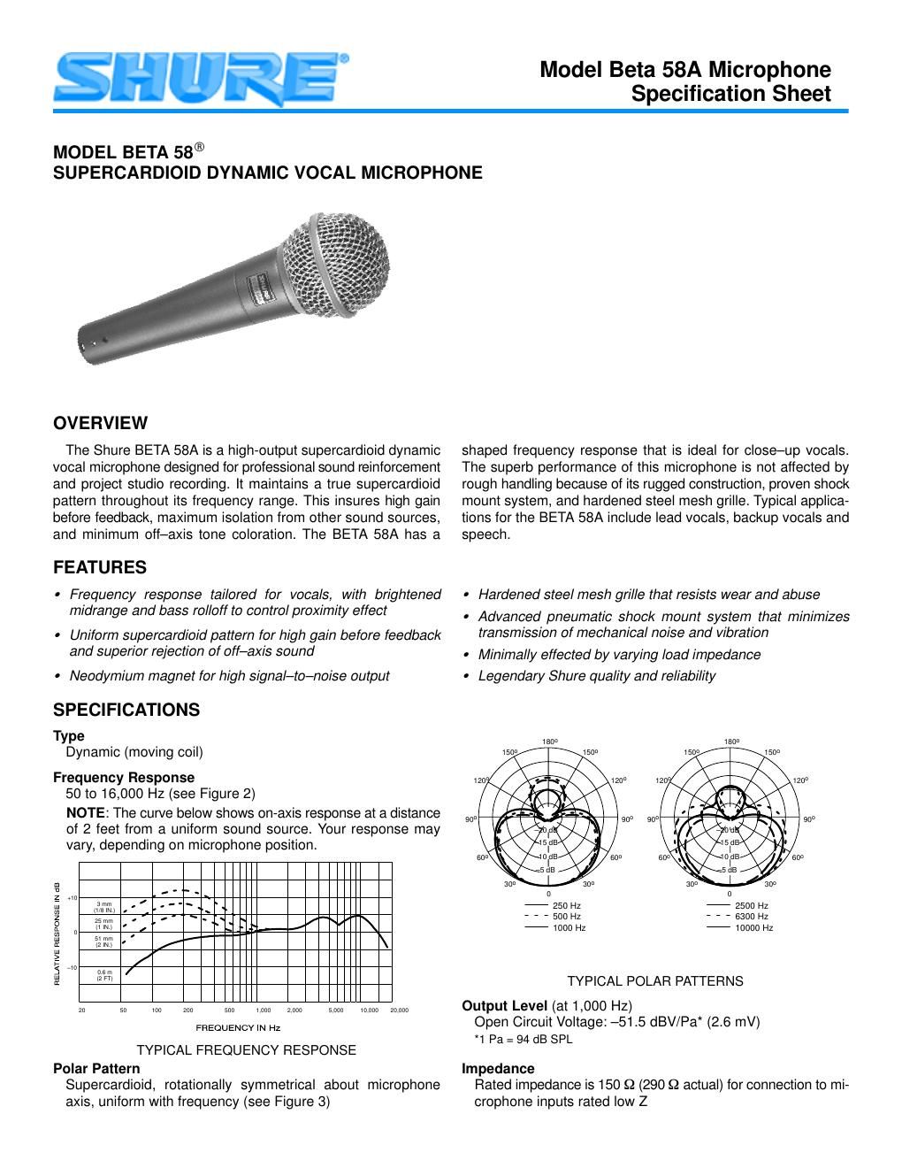 shure beta 58a user guide