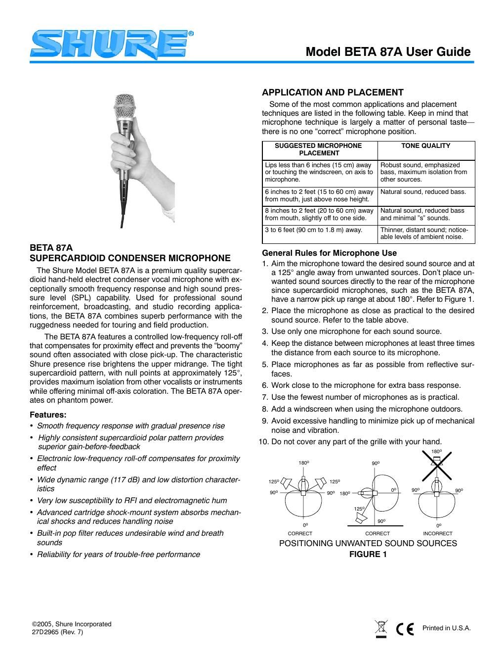 shure beta 87a user guide