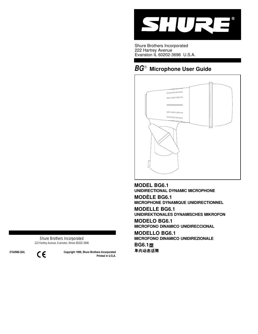 shure beta green bg 6 1 user guide