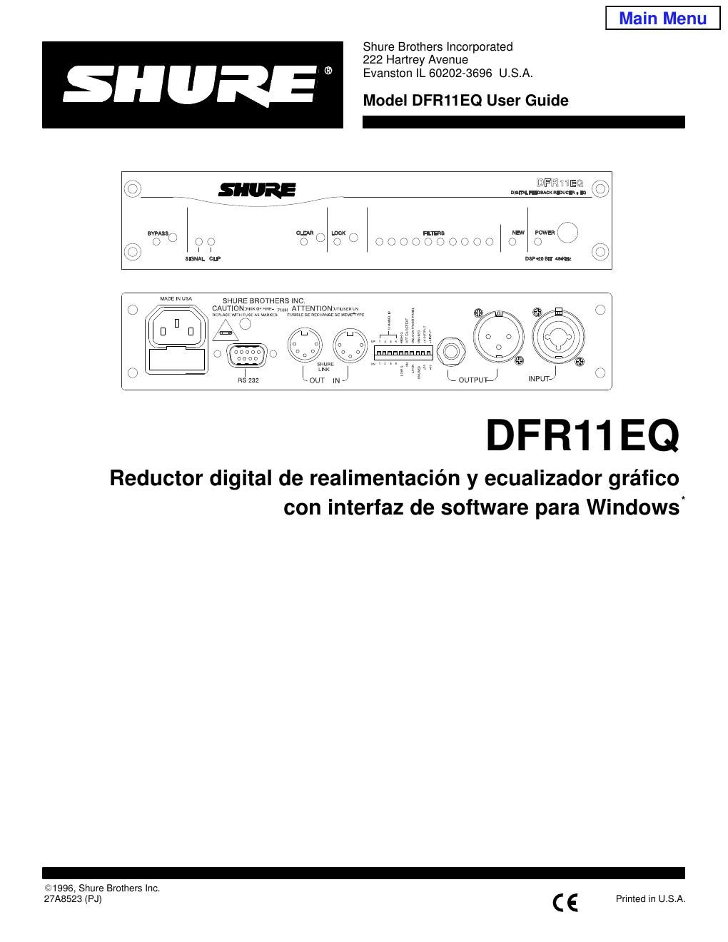 shure dfr3 user guide