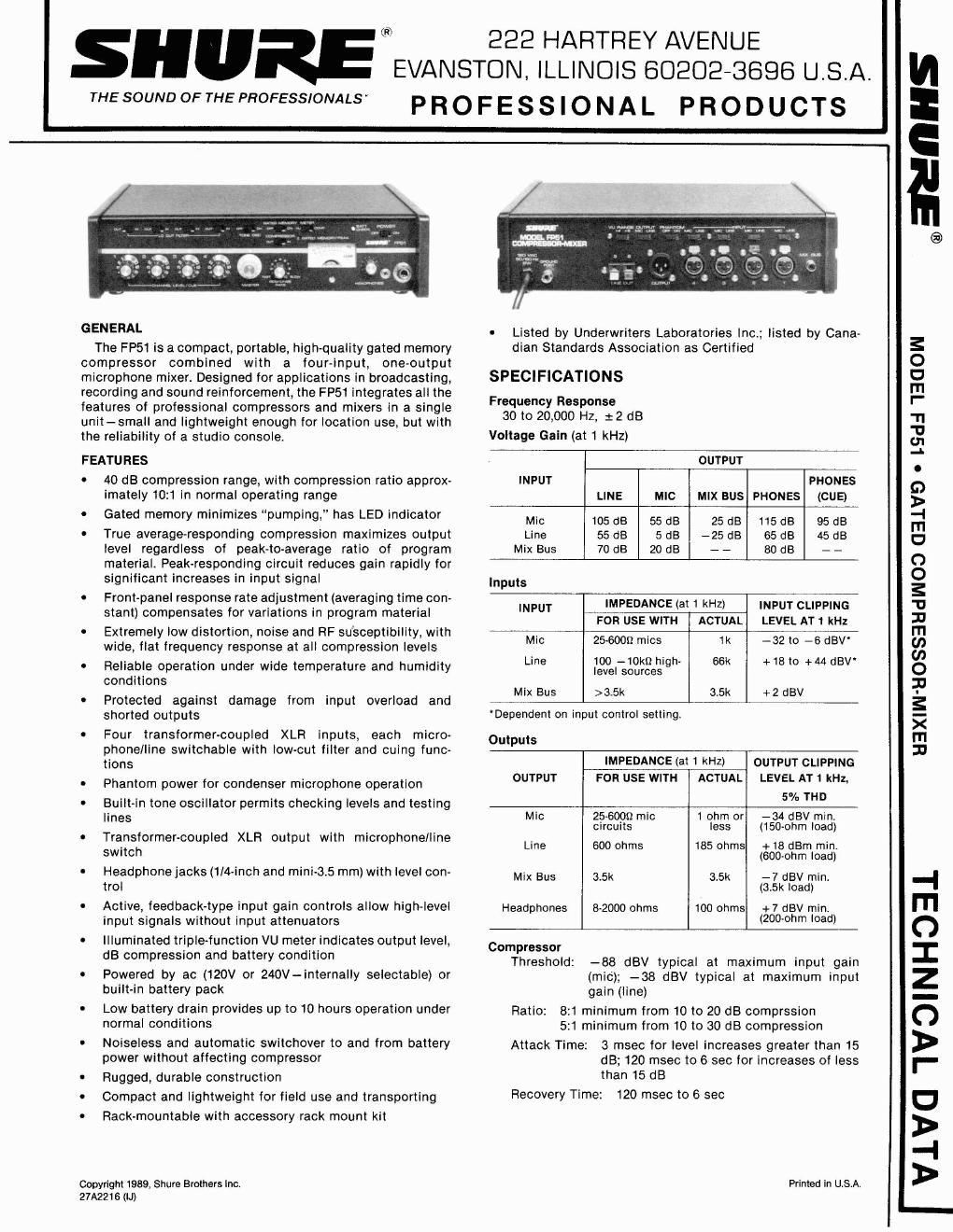 shure fp51 owners manual