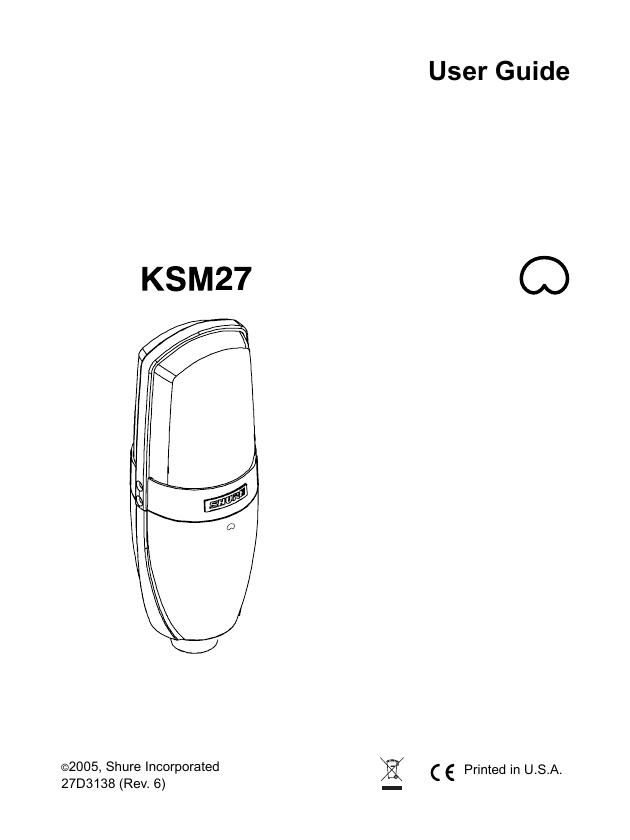 shure ksm27 user guide