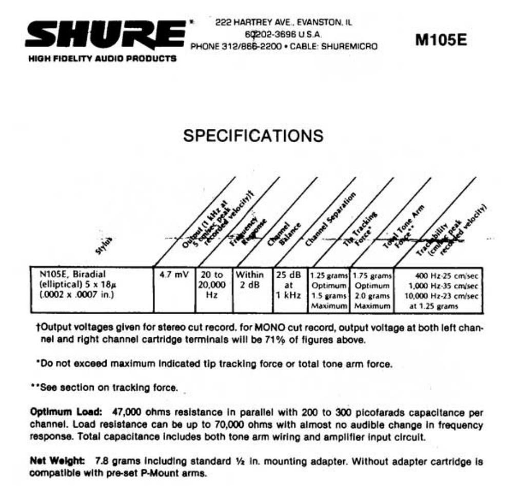 shure m 105 e owners manual