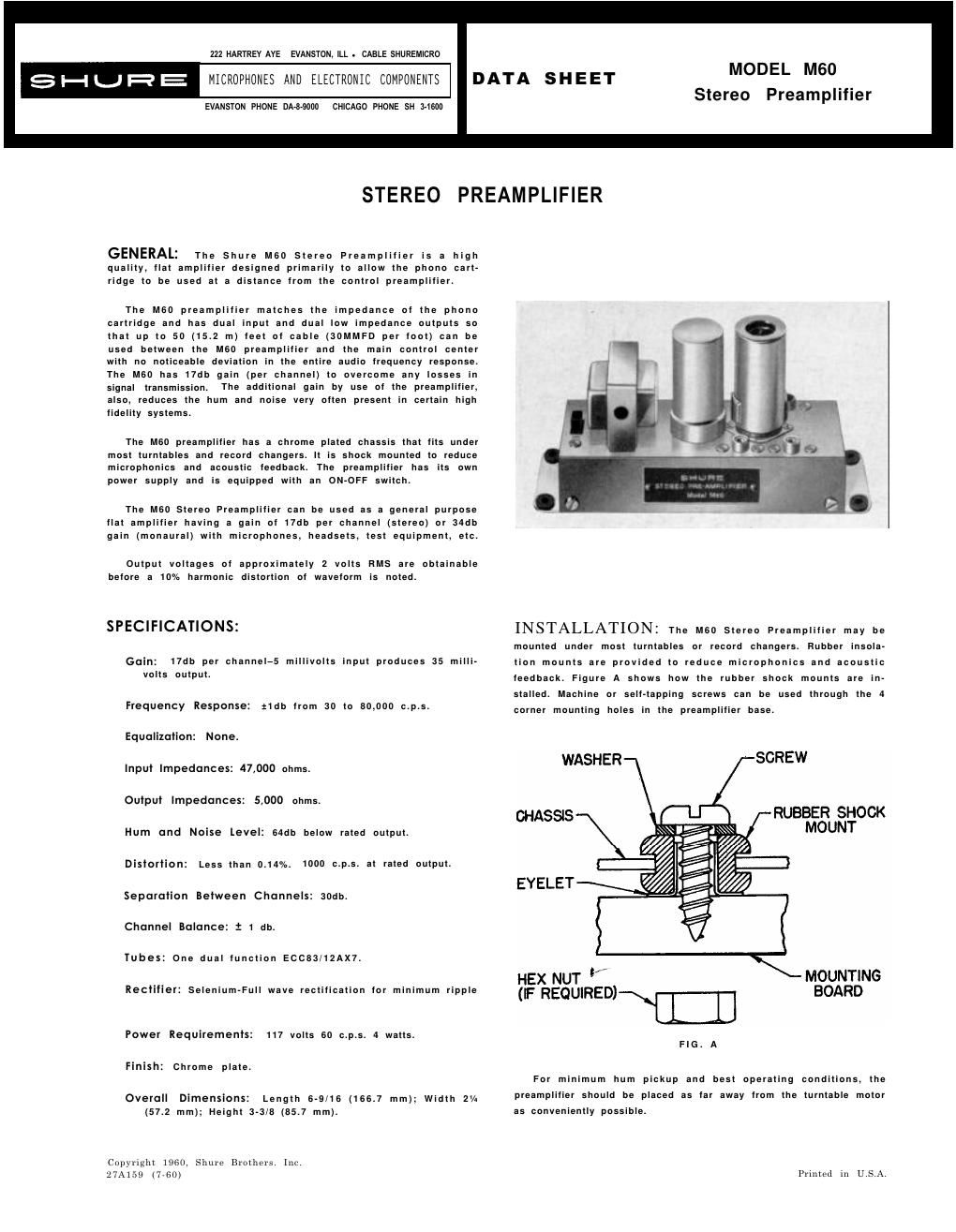 shure m 60 owners manual