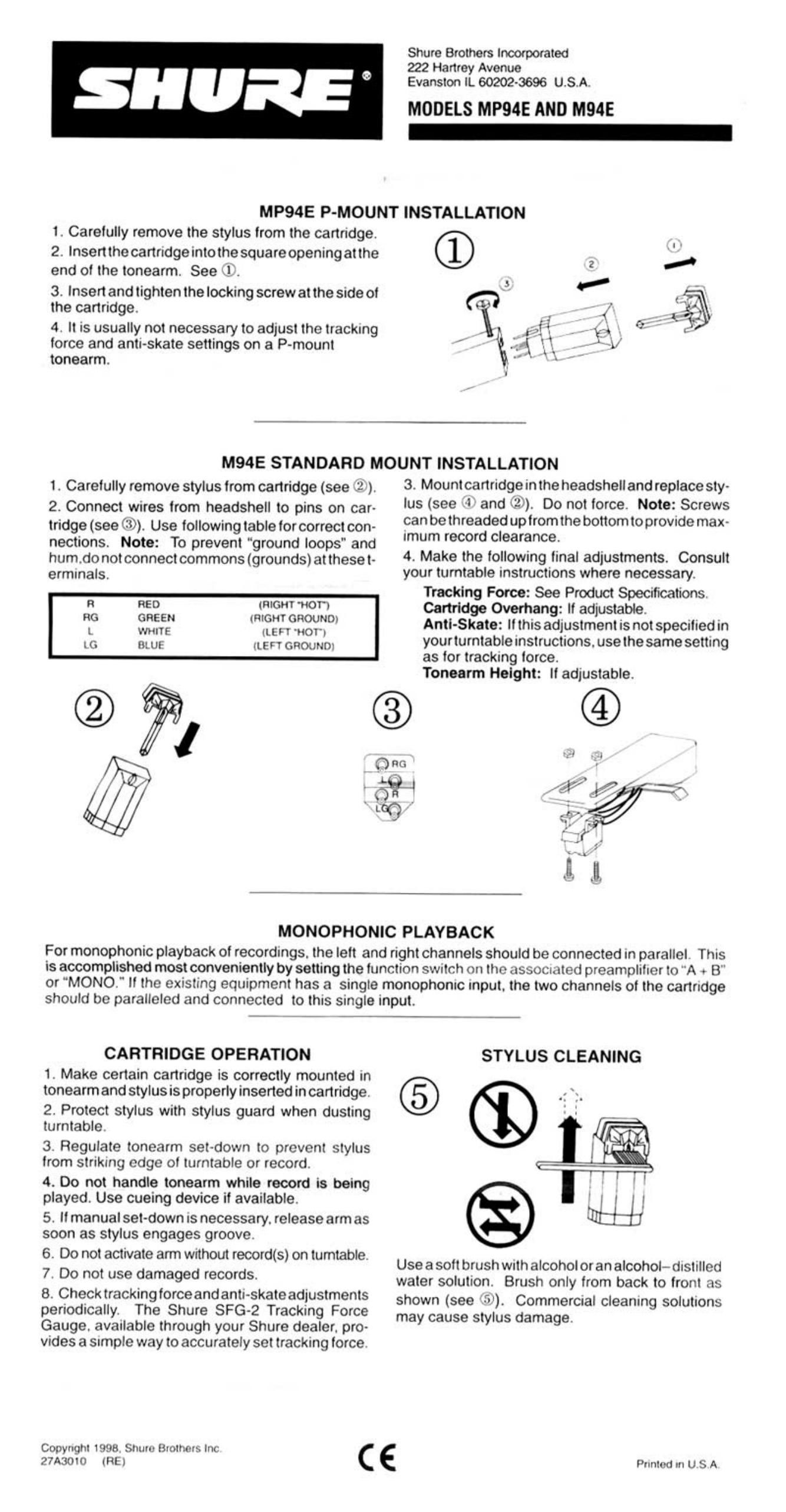 shure m 94 e owners manual