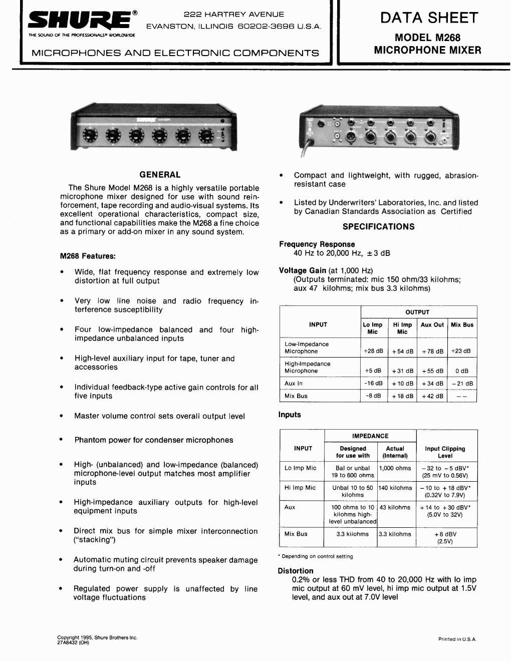 shure m268n owners manual