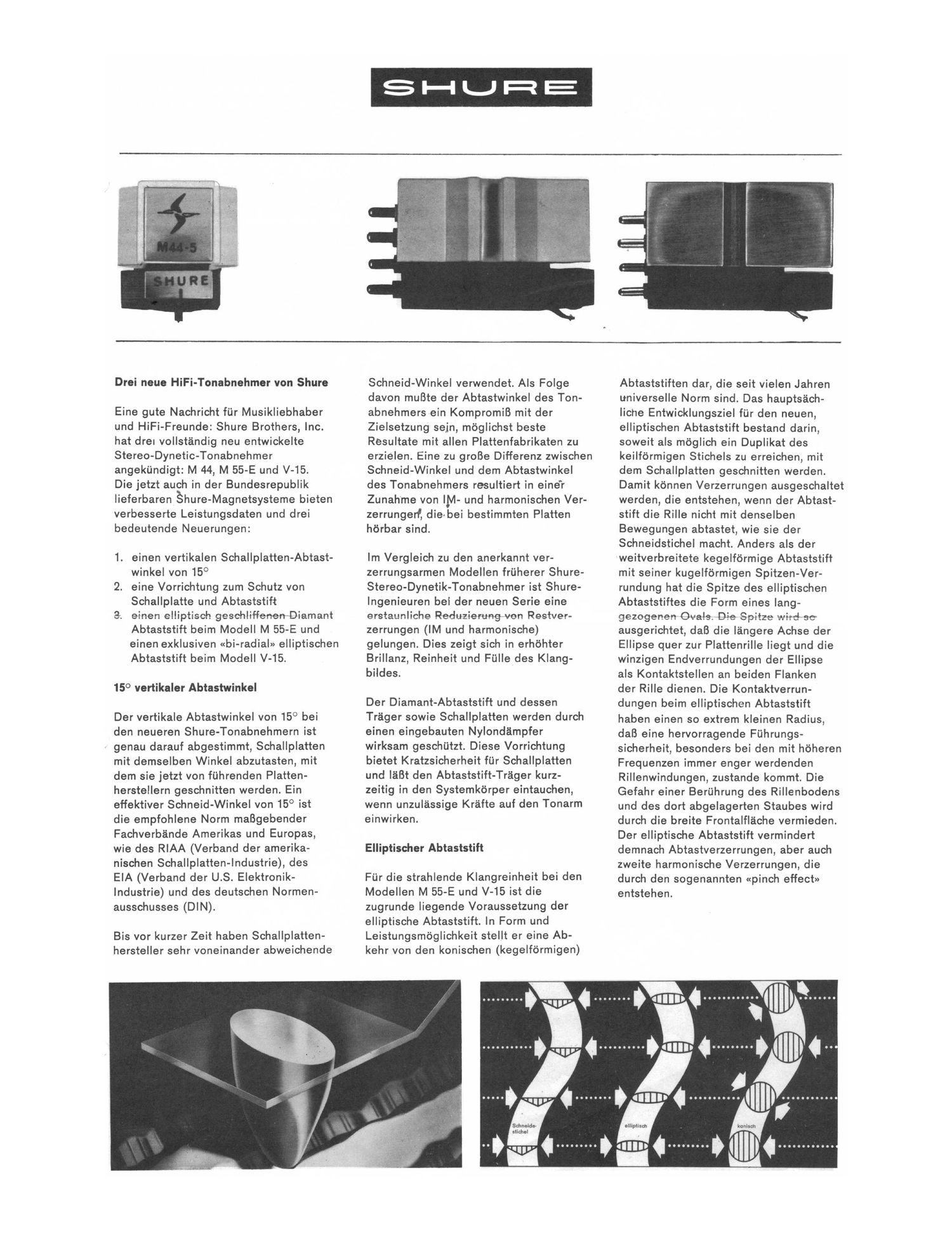 shure m44 m55 v15 brochure