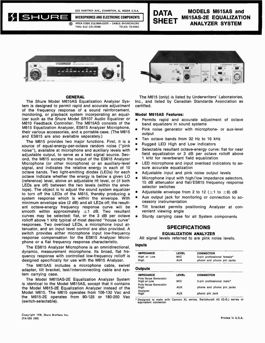 shure m615as owners manual