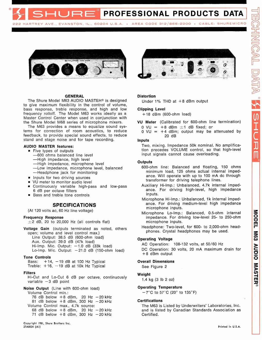 shure m63 owners manual