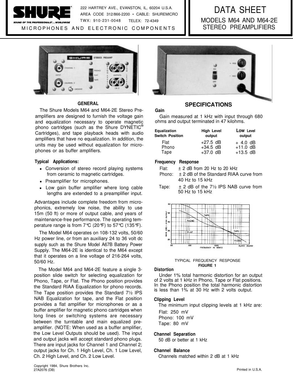 shure m64 owners manual