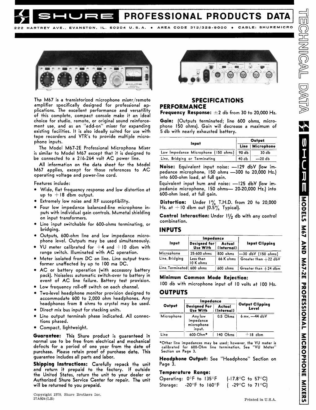 shure m67 mic mix