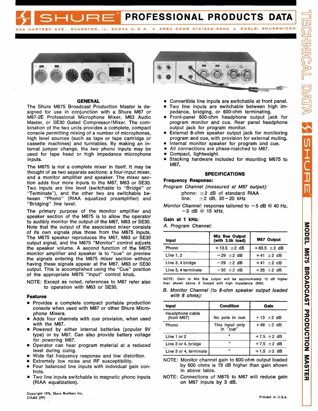 shure m675 mix