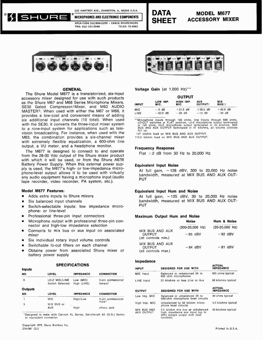 shure m677 owners manual