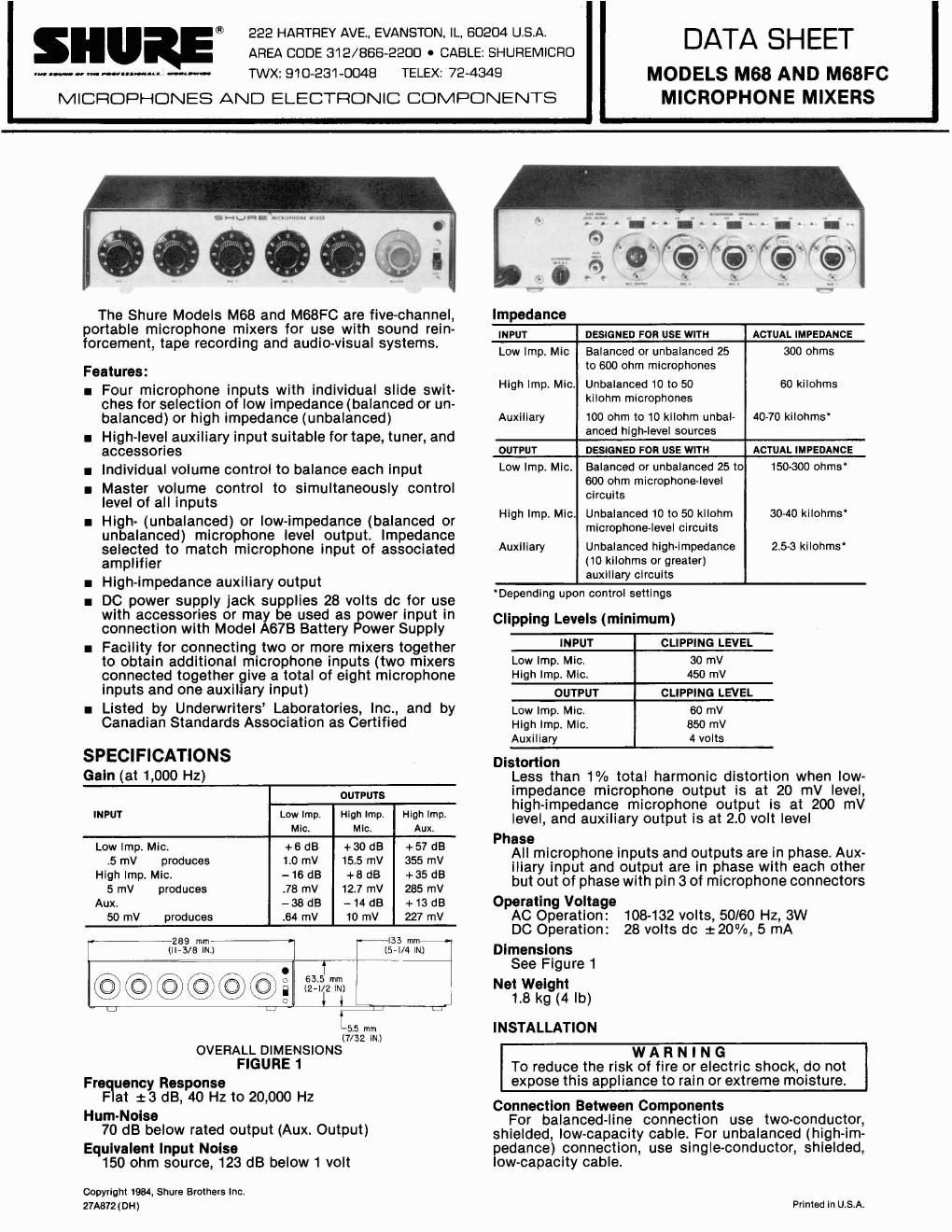 shure m68 owners manual