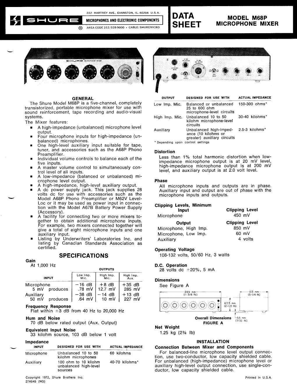 shure m68p owners manual