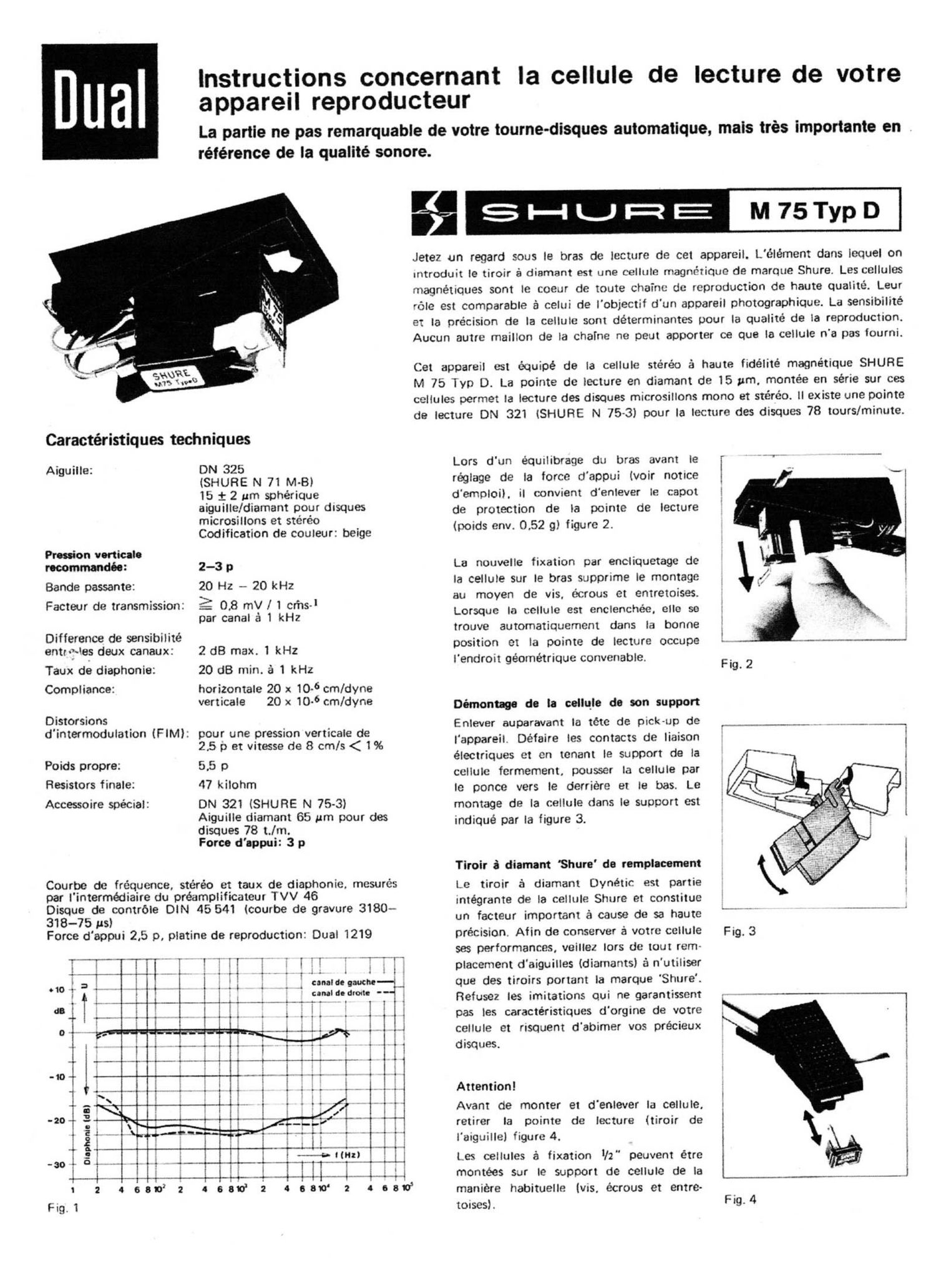 shure m75 d owners manual
