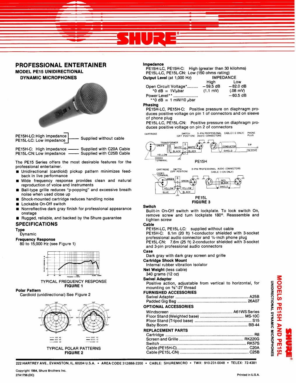 shure pe15 user guide