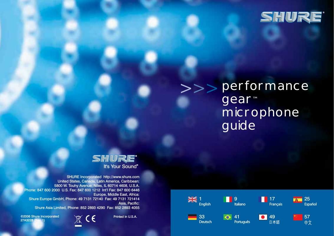 shure microphones pg 2006 brochure