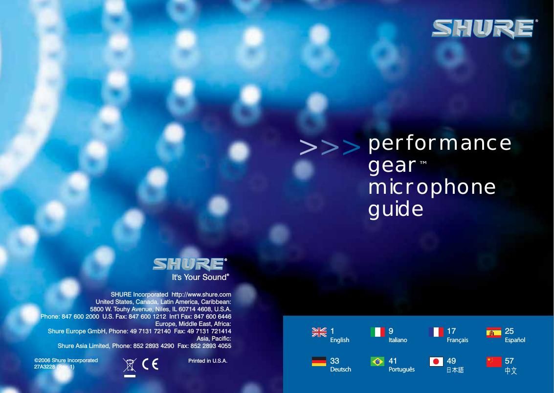 shure microphones pg 2006 brochure