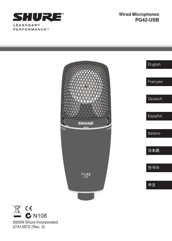 shure pg 42 usb user manual