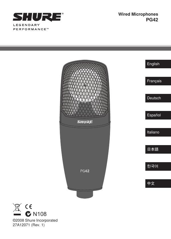 shure pg 42 user manual