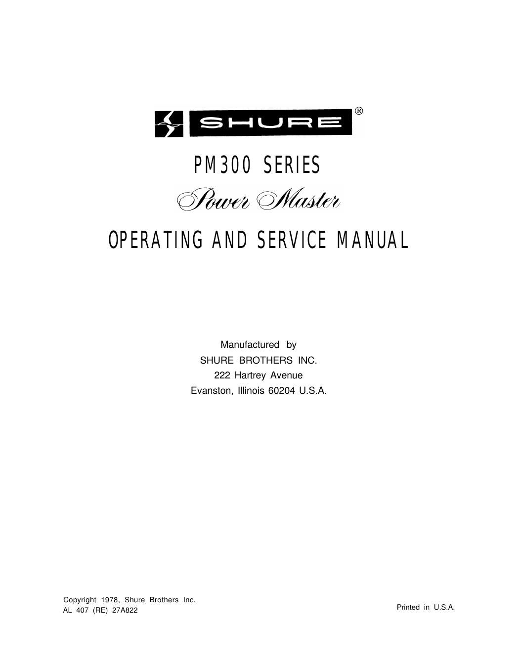 shure pm300 owners manual