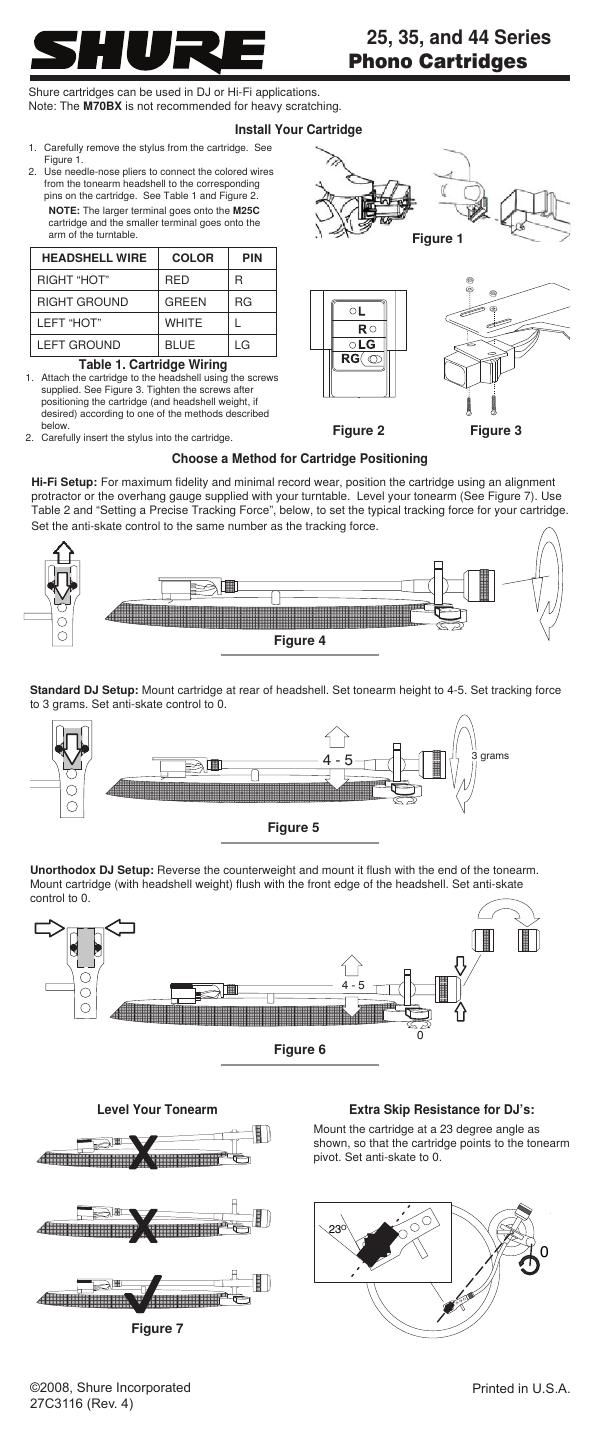 shure sc35 c cartridges 2008 user manual