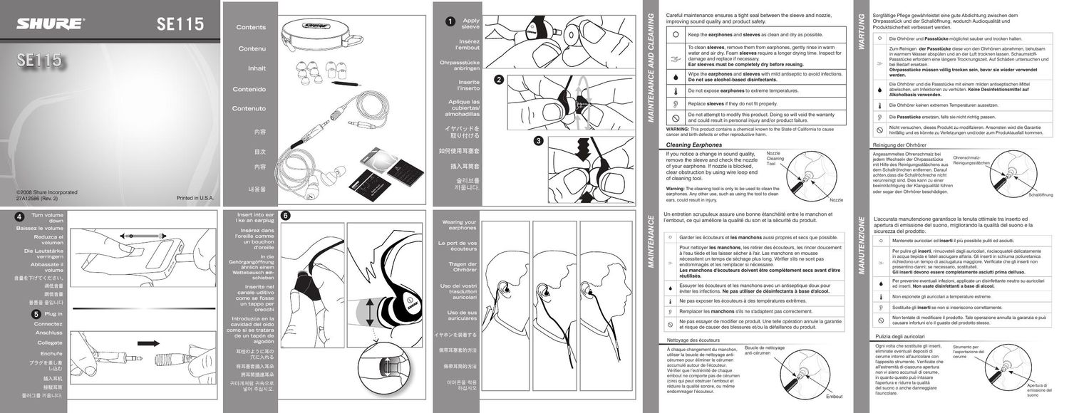 shure se 115 user manual