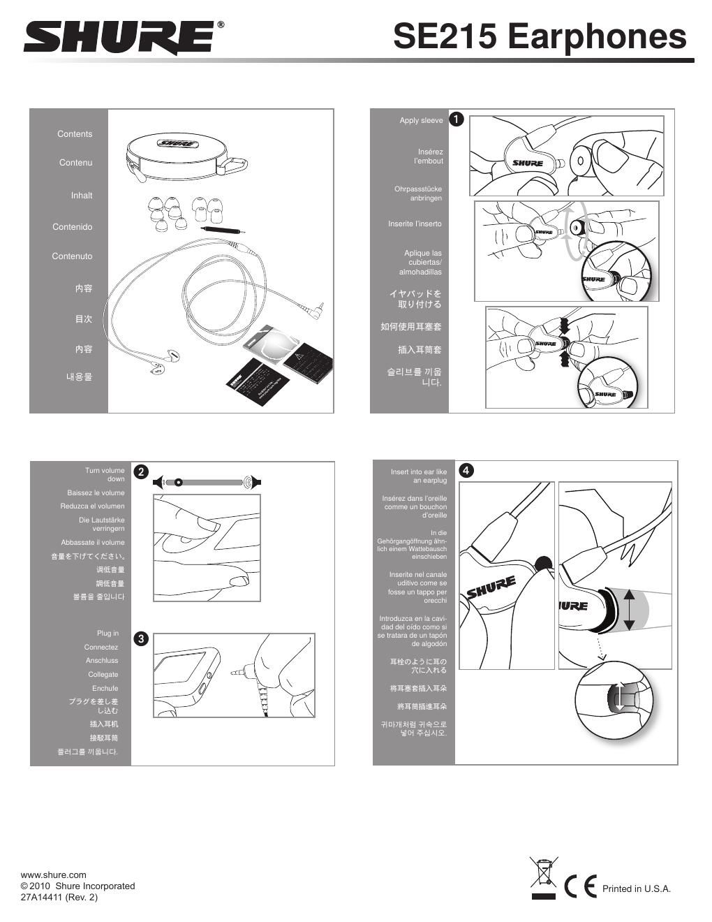 shure se 215 user manual