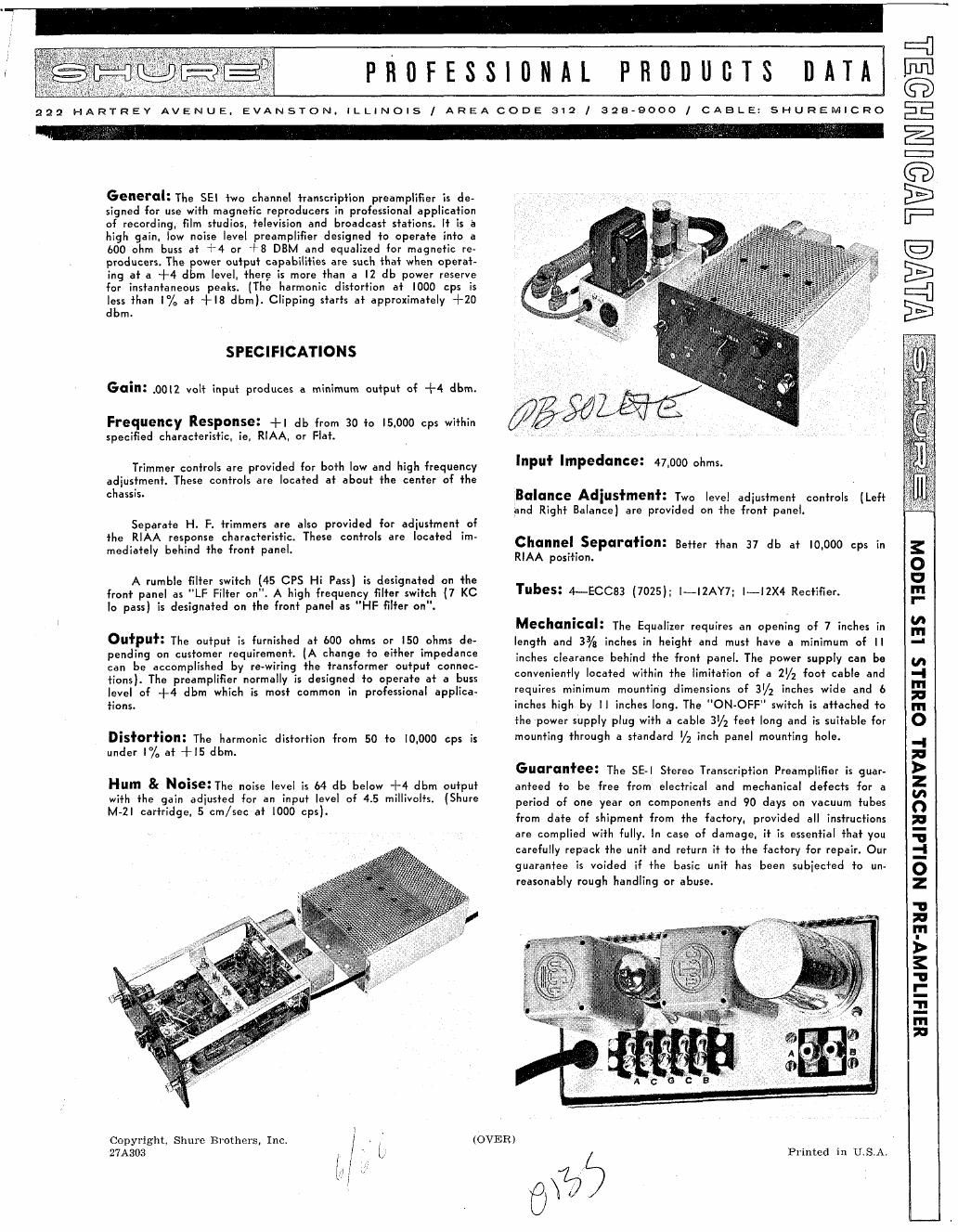 shure se1 owners manual