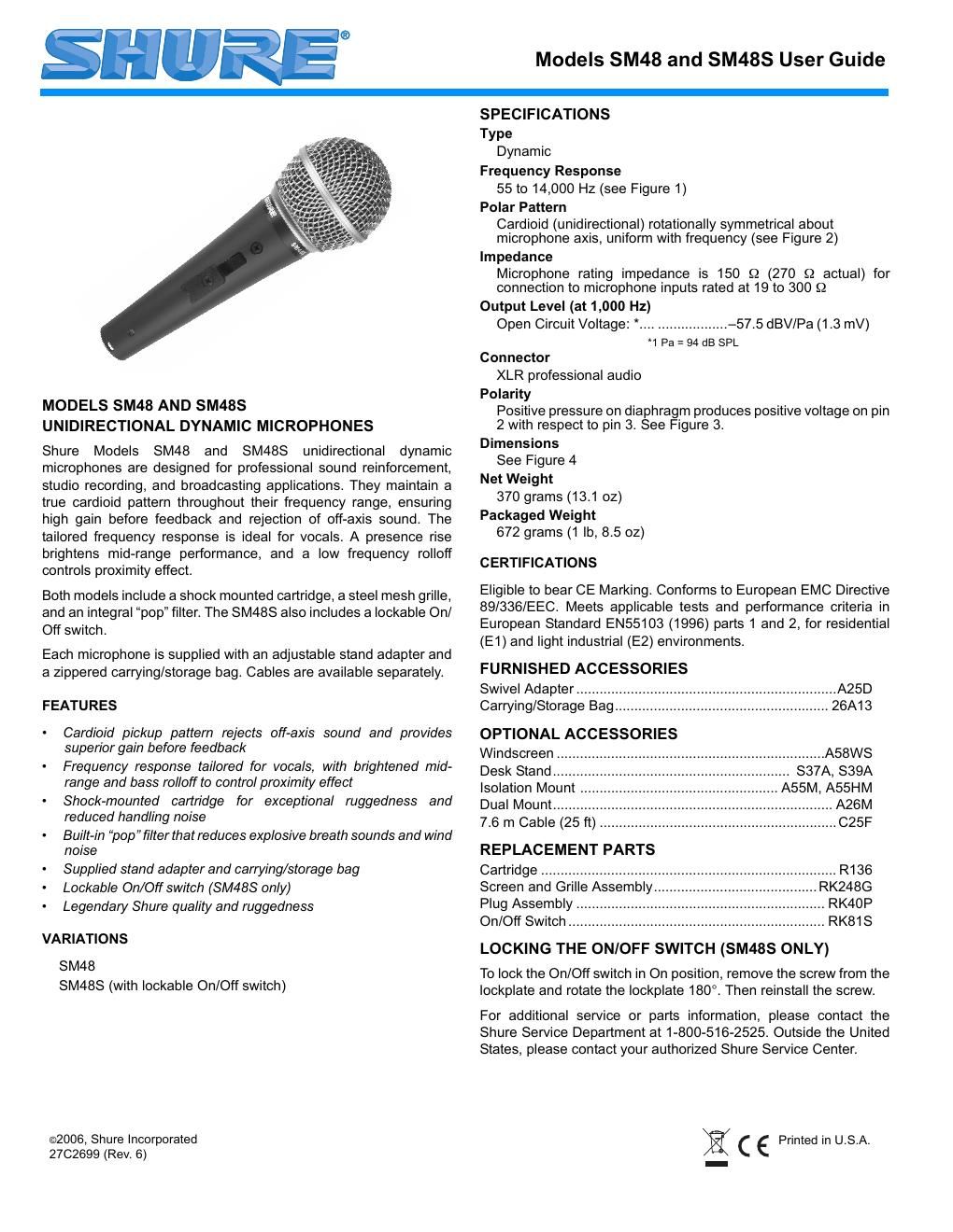 shure sm48 user guide