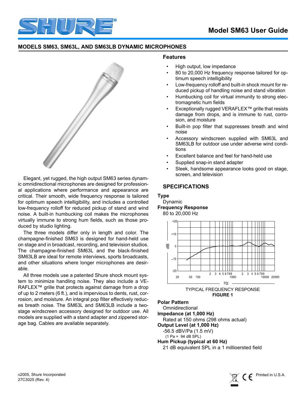 shure sm63 user guide