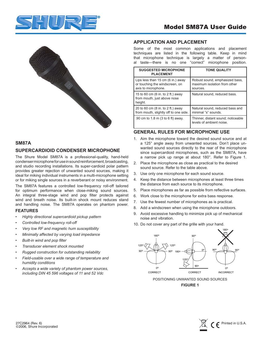 shure sm87a user guide