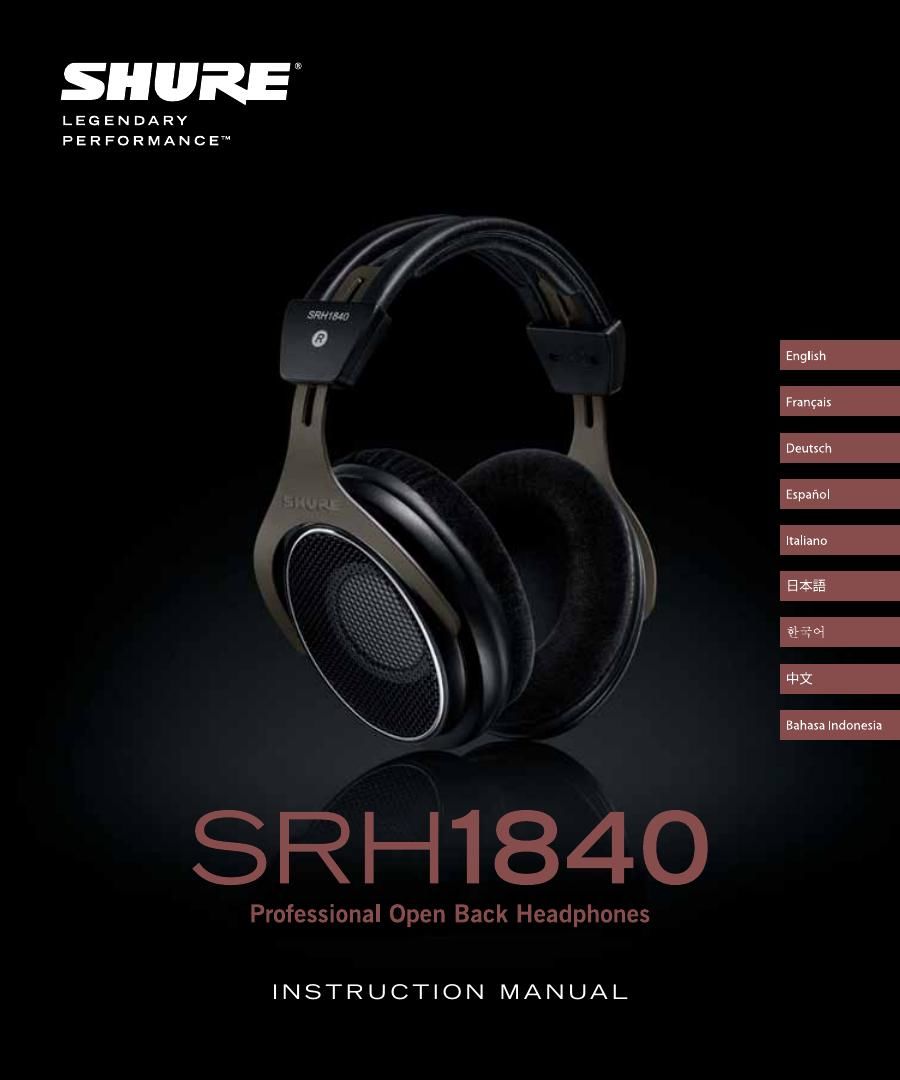 shure srh 1840 user manual