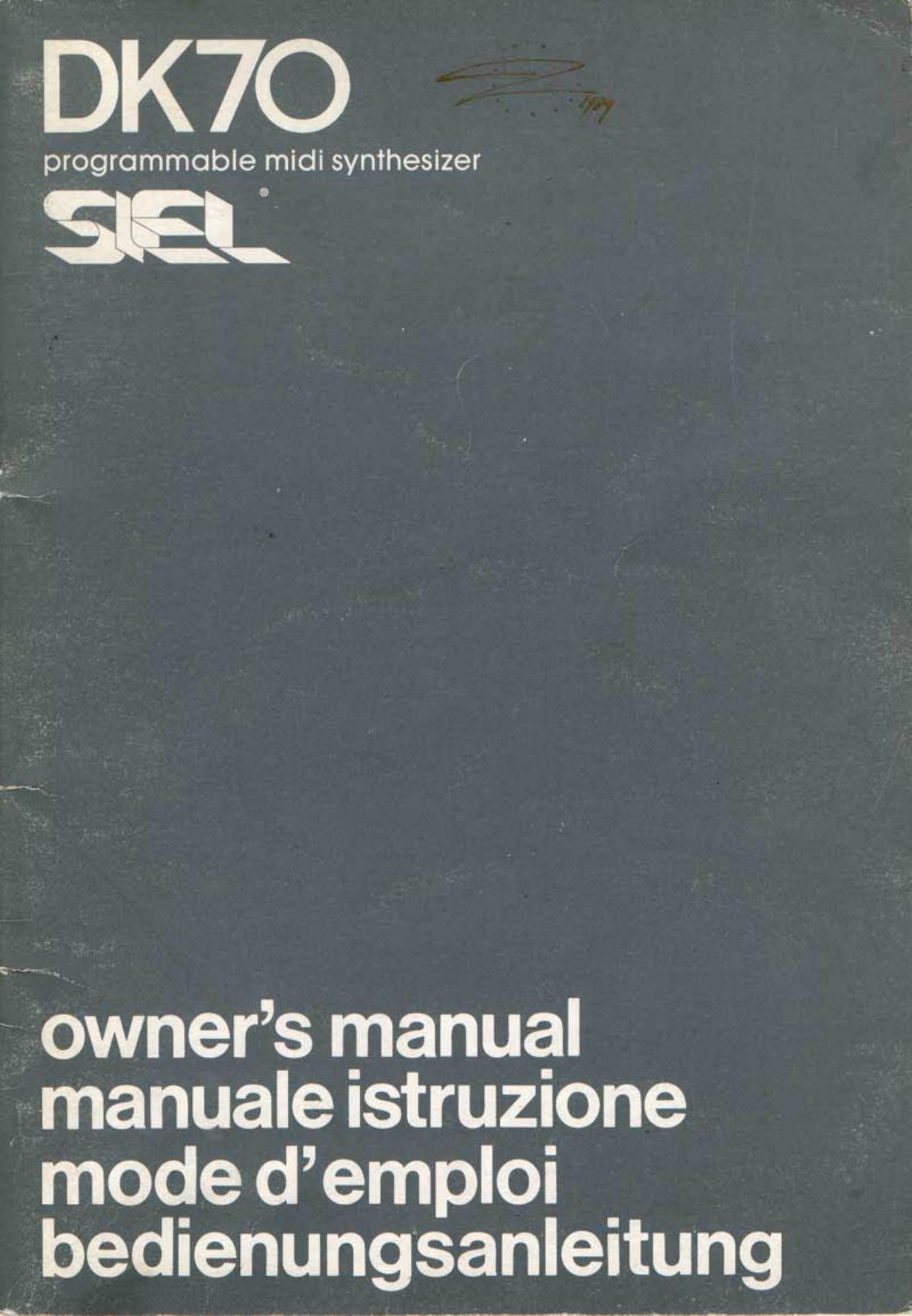 Siel dk 70 owners manual
