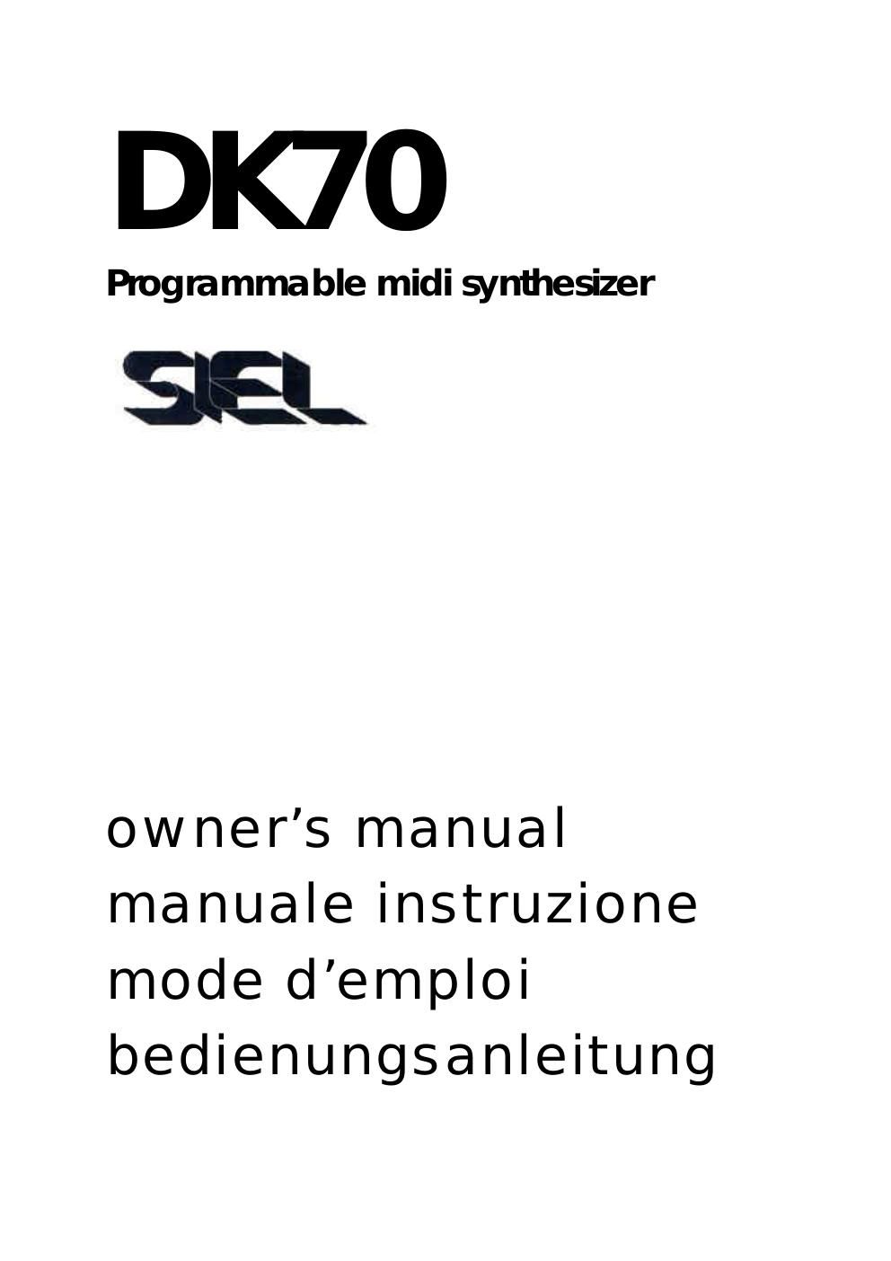 siel dk 70 manual I