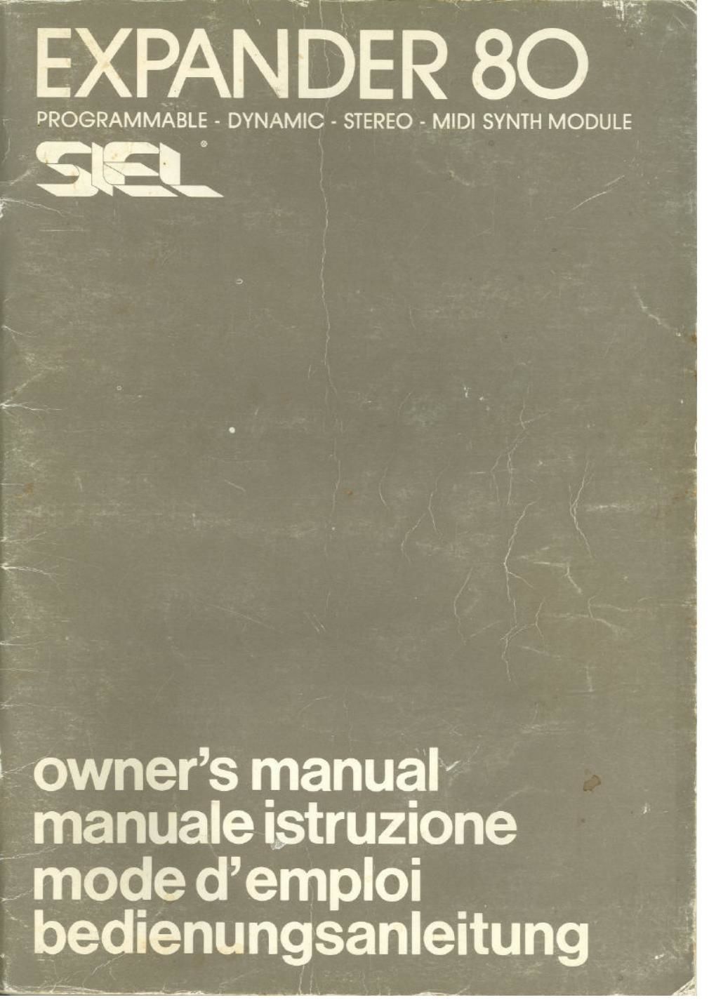 Siel expander 80 owners manual