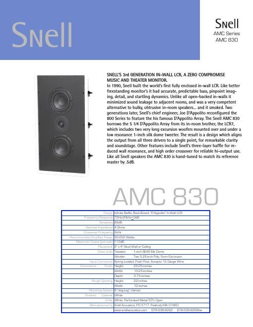snell amc 830 brochure