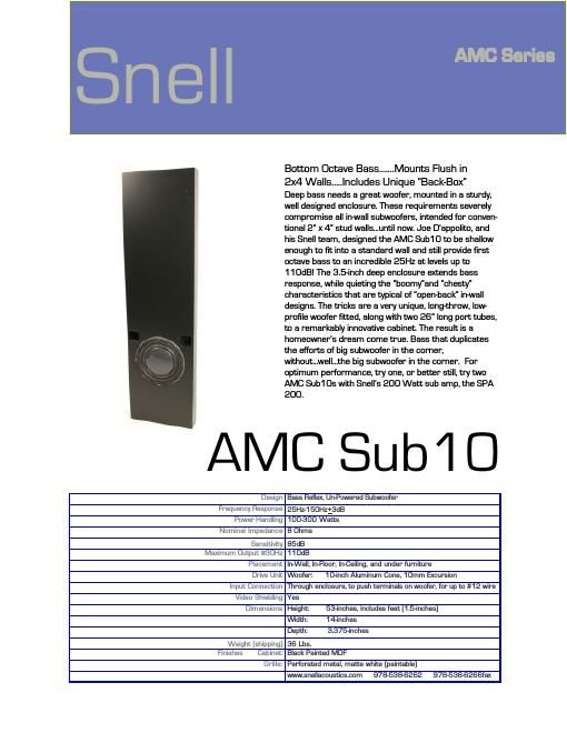 snell amcsub 10 brochure