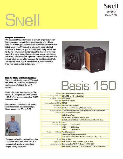 snell basis 150 brochure