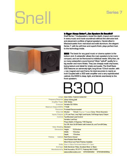 snell basis 300 brochure