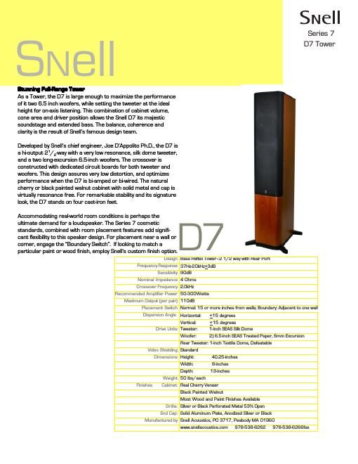 snell d 7 brochure