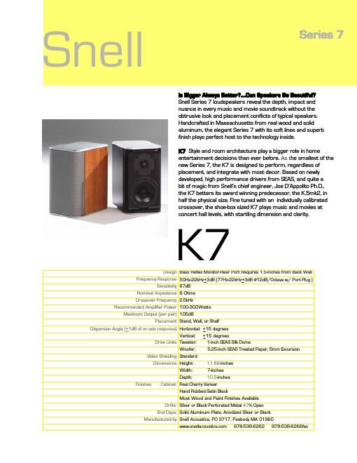 snell k 7 brochure