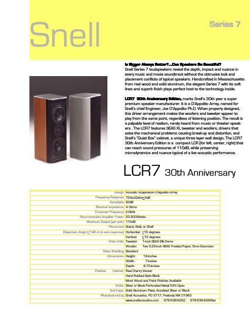 snell lcr 7 brochure