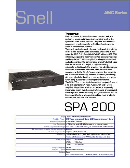 snell spa 200 brochure