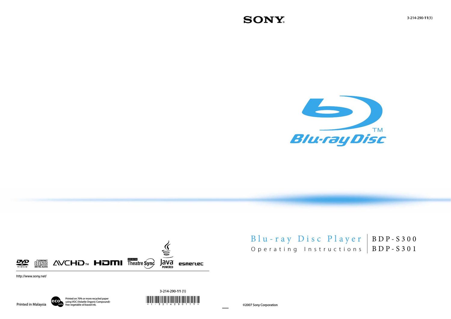 sony bdp s 300 owners manual
