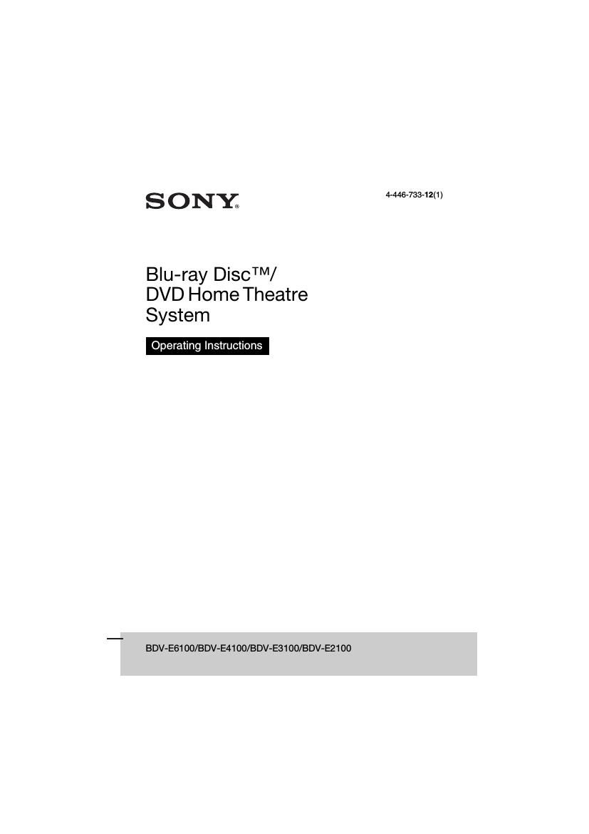 Sony BDV E2100 Owners Manual